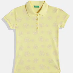 United Colors of Benetton Girls Floral Printed Polo Collar T-shirt-picture-45