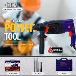 OEM 900 W 3 Mode Function Rotary Hammer with 2 Chisel & 3 Drill Bits, 26RH image 2