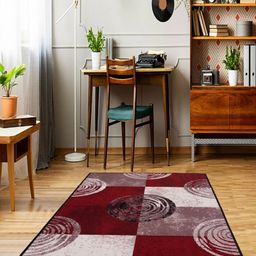 MODEFE Maroon Abstract Anti-Skid Nylon Carpet-9