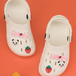 Yellow Bee Girls Adorable Panda Face Strawberry & Happy 3D Charms Clogs-55