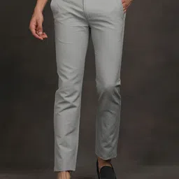 Turtle Men Textured Relaxed Skinny Fit Chinos Trousers-image-99
