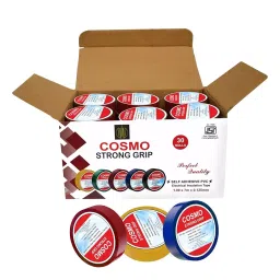 FORUS 18 mm x 7 m Cosmo ISI Marked Adhesive PVC Electrical Insulation Tape Red, Yellow, Blue (Pack of 30)-image-92