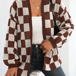 bebe Women Coffee Brown Checked Sweater-image-65