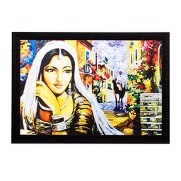 eCraftIndia Multicoloured Thinking Woman UV Framed Wall Art-image-99