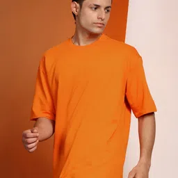 Enciger Men Solid Oversized Cotton T-shirt-image-5