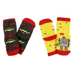 NoFall Pack Of 4 Anti Slip Robot & Car Design Socks - Multi Color-image-86