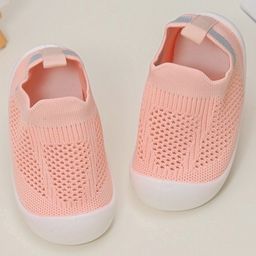 Yellow Bee Perforated Mesh Anti Skid Cotton &  Rubber Sole Socks Shoes - Peach-picture-41