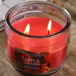 Hosley Apple Cinnamon Fragrance Two Wick Jar Candle - Red-10