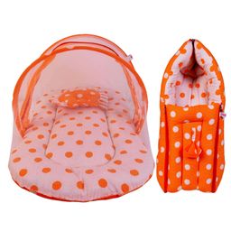 Babytoons Baby's Mattress with Mosquito Net and Sleeping Bag Combo (Orange, 0-12 Months)-image-80