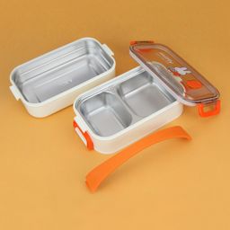 KIDLINGSS Double Container Bunny Rabbit Print Insulated Lunch Box - Orange-picture-9