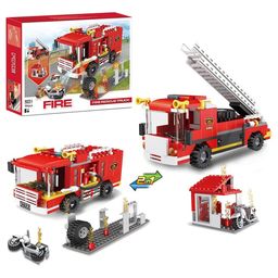 SVE 2 in 1 City Fire Truck Fire Station Building Blocks Fire Engine Vehicles Set Fire Fighter Building Kit Fire Rescue Toys Xmas Gifts Present Building Bricks for Kids (184pcs)-7