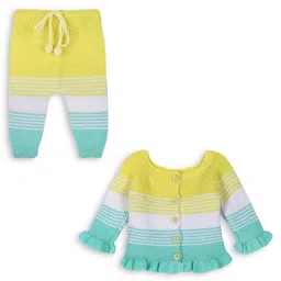 Windrop Solutions Wool Crocheted Full Sleeves Striped Sweater & Pajamas - Multi Colour-picture-24