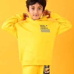 Anthrilo Full Sleeves New Good Habits Printed Comfort Fit Hoodie - Yellow-picture-0