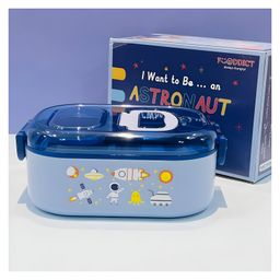 SCHOOLISH Happy Meal 700ml Lunch Box Comes with 2 Spoon, Stylish Anti Spill Lid & 10 Colour Ball Pen Outer Plastic & Inner Steel Stylish & Functional ASTRONAUT Theme Lunch Box for Kids- PACK OF 1- COLOR MAY VARY-image-14