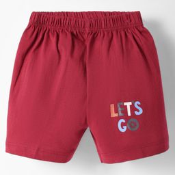 Tango Single Jersey Knit Knee Length Shorts With Lets Go Print - Red-picture-27