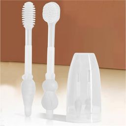 StarAndDaisy Baby Baby Manual Toothbrush And Baby Tongue Cleaner For Toddler Oral Care, Soft Silicone Toothbrush. (White), 1 count-image-37