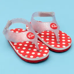 Babyoye Velcro Closure Flip Flops With Polka Dots Print - Red-picture-18