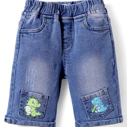 Mark & Mia Denim Knee Length Shorts With Pocket & Dino Print - Blue-picture-43