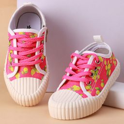 Cute Walk by Babyhug Casual Shoes with Lace Up Closure & Fruits Print - Fuchsia-image-92