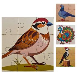The Puzzl Co - Set of 4, 9 Pieces Jigsaw Puzzles with Cute Birds, Puzzles for Kids 2+ Years, Colorful Wooden Puzzle Game for Toddlers & Preschoolers, Educational Brain Teaser Toy (Birds)-18