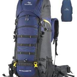 TRAWOC SKYRANGER 70L metal frame backpack travel rucksack with rain & shoe compartment BHK011 Navy Blue-image-60
