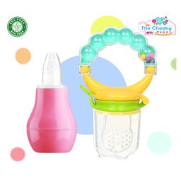 The Cheeky Kidzz Baby Nasal Nose Aspirator Vacuum Nose Suction Sucker Cleaning Squeezable Pump Tool With Fruit Feeder Nibbler Teether (MULTI-COLOURS)-picture-21