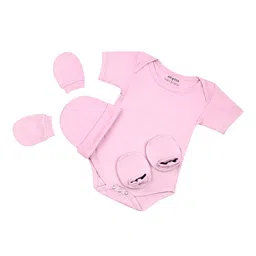 Arvesa Infants Cotton Bodysuit Cap Booties & Mittens Gift Set-8