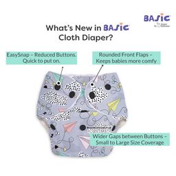 SuperBottoms BASIC Reusable Cloth Diaper for babies 3 Months - 3 Years | Freesize Adjustable, Washable and Reusable Cloth Diaper for babies | Shell with insert | Pack of 4 image 2
