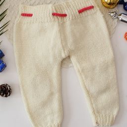 Woonie Abstract Designed Hand Knitted Pajama - Cream image 3