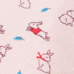Tango Interlock Cotton Knit Full Sleeves Front Open Jhabla with Rabbit Print - Peach image 3
