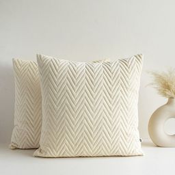 HOMEMONDE Off White Set of 2 Geometric Square Cushion Covers-image-46