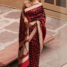 CANIZZARO Ethnic Motifs Woven Design Zari Banarasi Saree-picture-20