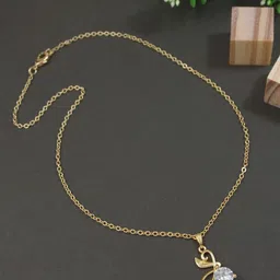 V FASHION JEWELLERY Gold-Plated American Diamond-Studded Pendant With Chain-picture-26