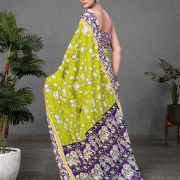 LeeliPeeri Designer Ajrak Block Block Print Saree image 4