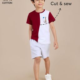 Hopscotch Boys Maroon Pure Cotton Printed Clothing Set-picture-17