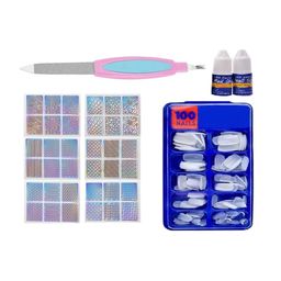 zemglam 100 Pcs Easy To Clean Artificial Nail Kit-46