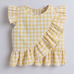 AWW HUNNIE Checked Flutter Sleeve Top-10