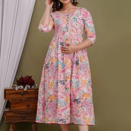 mad fury Print Maternity Maxi Dress-78