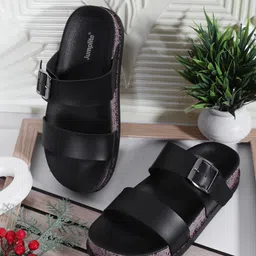 JUMPLITE Women Solid Open Toe Flats-image-10
