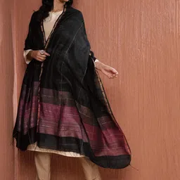 Fabindia Striped Woven Design Silk Dupatta-46