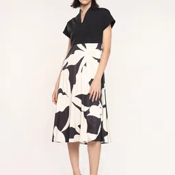 RAREISM Printed Short Sleeves Cotton A-Line Midi Dress-image-35