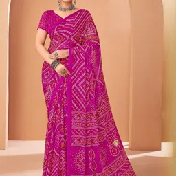 KALINI Pink B&hani Saree With Attached Lace & Matching Blouse Piece-picture-46