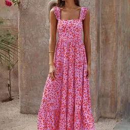 all about you Abstract Printed Tiered Fit and Flare Maxi Dress-picture-15