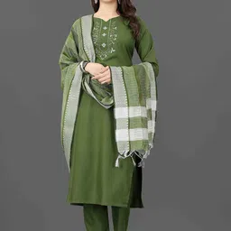 Moda Rapido Women Floral Embroidered Regular Kurta with Trousers & With Dupatta-37