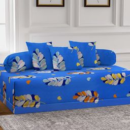 Arrabi 6-Pcs White & Blue Printed Diwan Set-34