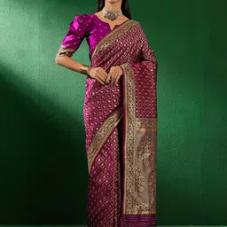 SHADOW & SAINING Woven Design Zari Banarasi Saree-image-62