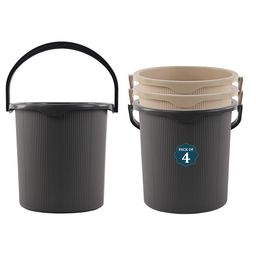 Kuber Industries Magnite Grey & Cream-Coloured 4 Pieces Striped Bucket 25L-11
