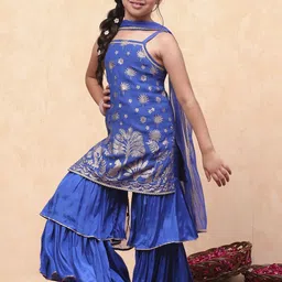 Biba Girls Ethnic Motifs Printed Regular Kurta with Sharara & With Dupatta-picture-46