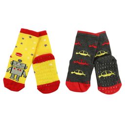 NoFall  Anti Slip Robot Design Pack Of 4 Socks - Yellow Black-picture-27