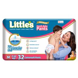 Little's Comfy Baby Pants Diapers Medium Size with Wetness Indicator and 12 hours Absorption, M (32 count)-3